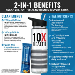 Energy Wave Crusher tropical punch dissolving in water for fast refreshment and lift.
