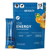 10X Health Energy Wave Crusher tropical punch packet ready to mix for a quick boost.