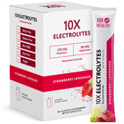 10X Health System electrolytes strawberry lemonade stickpack for on-the-go hydration and quick replenishment.