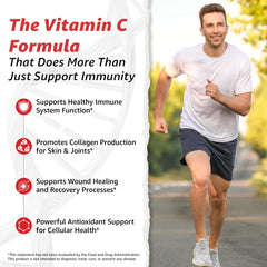 10X Health Vitamin C 1000mg bottle back label, noting non-GMO and gluten-free features.