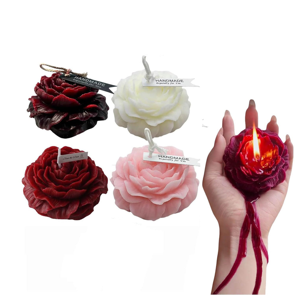 1184.4f rose candle set of four in wine-flower shapes for romantic ambiance