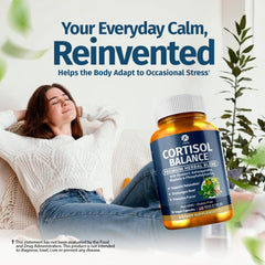 1 Body Cortisol Balance capsules shown for daily stress resilience and steady mood