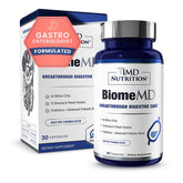 1MD BiomeMD Probiotics bottle front supports digestive balance on the kitchen counter.