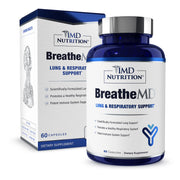 1MD Nutrition BreatheMD bottle front highlights branding and capsule count for immune-friendly support