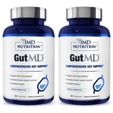1MD Nutrition GutMD bottle front, showcasing packaging and gut health support for digestive wellness.