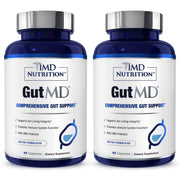 1MD Nutrition GutMD bottle front, showcasing packaging and gut health support for digestive wellness.