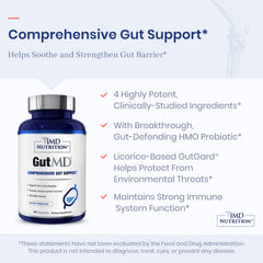 1MD GutMD label detail highlighting ingredients for supporting gut integrity.