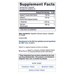 1MD GutMD label detail focuses on L-glutamine and prebiotic benefits.