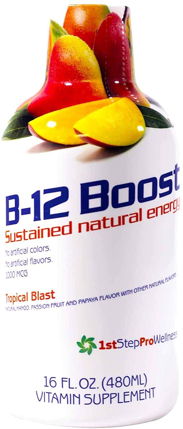 1st Step Liquid B-12 Tropical Blast bottle for steady energy on the go