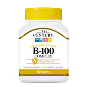 21st Century B-100 caplets packaging shows prolonged-release format for steady nutrients