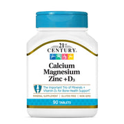 21st Century Cal Mag Zinc D tablets bottle front illustrating packaging for bone health support.