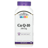 21st Century CoQ-10 200mg capsules on bottle, suggesting heart health support.