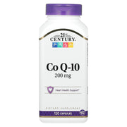 21st Century CoQ-10 200mg capsules on bottle, suggesting heart health support.