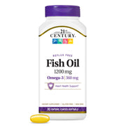 21st Century Fish Oil bottle with enteric coating for gentler digestion.