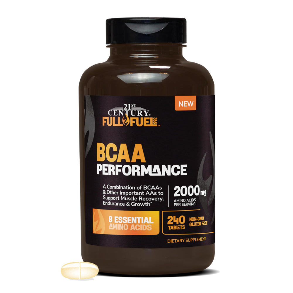 21st Century Full Fuel 365 BCAA performance bottle ready for on-the-go workouts.
