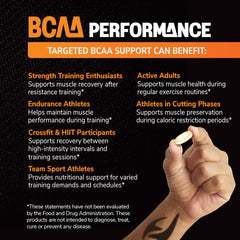 Label detail on 21st Century Full Fuel 365 BCAA performance showing gluten-free and non-GMO claims.