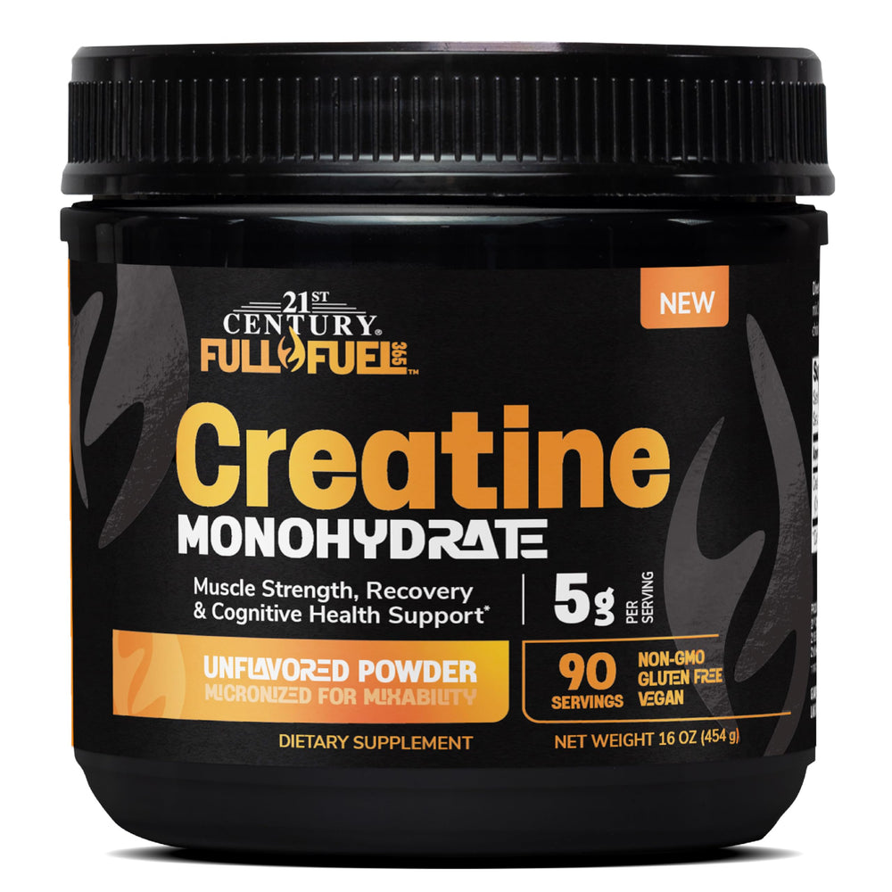 21st Century Full Fuel 365 creatine bottle front view, supporting muscle strength and recovery goals.