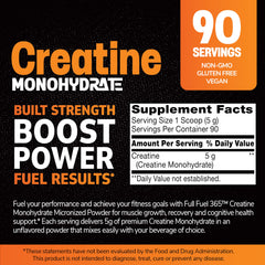 Full Fuel 365 creatine powder dissolves effortlessly in water for smooth shakes.