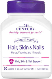 21st Century Hair Skin Nails caplets bottle on counter, supporting daily beauty nutrition
