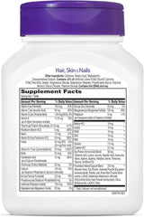 Close-up of 21st Century Hair Skin Nails label highlighting gluten free formula