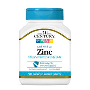 21st Century Zinc Chewable Cherry Bottle, convenient daily supplement for potential immune support.