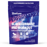 2before Blackcurrant pre-workout pouch front shows vegan energy option