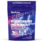 2before Blackcurrant pre workout packaging front showing vibrant branding and natural energy