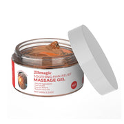 2Bmagic massage gel bottle closeup for soothing muscle relief on sore joints.