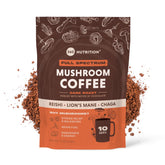 360 Nutrition Instant Mushroom Coffee packaging front showing dark roast for a focused morning routine