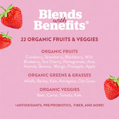 360 Nutrition Reds & Superfoods ingredients with greens and berries for vitamin support.