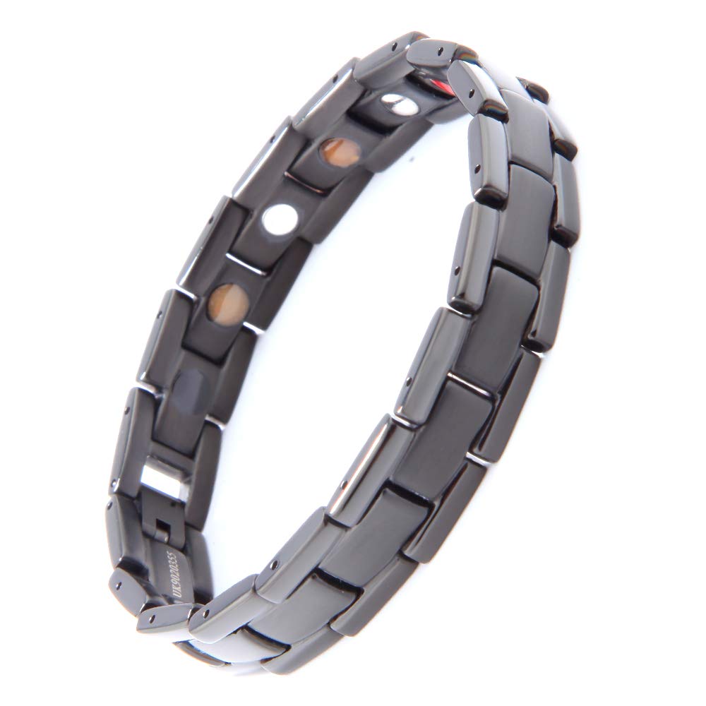 38 Titanium Line Black Bracelet for Men closeup shows sturdy titanium and sleek finish for daily wear.