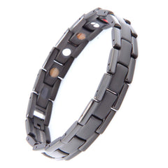 38 Titanium Line Black Bracelet for Men closeup shows sturdy titanium and sleek finish for daily wear.