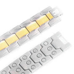 38 Titanium Wellness Bracelet demonstrates water and sweat resistance for all-day comfort.