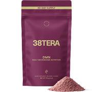 38TERA DMN tub close-up highlighting plant-based fiber for daily gut support.