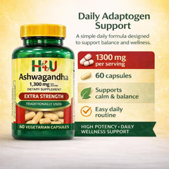4 Top Care Ashwagandha capsules in hand for easy daily use