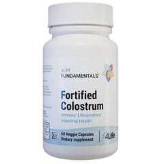 4Life fortified colostrum bottle highlights immune-support ingredients for daily wellness.