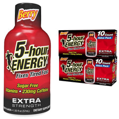 5-hour ENERGY Berry Shot bottle shows zero sugar and zero calories