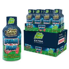 5-hour ENERGY extra strength fruity candy shot on desk boosts focus and alertness.