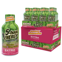 5-hour ENERGY extra strength shot bottle offering zero sugar energy for busy days