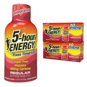 5-hour ENERGY regular-strength energy shot bottle with pomegranate flavor for steady daytime alertness