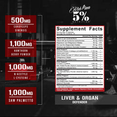 5% Nutrition Rich Piana Liver Defender capsules designed for daily liver and organ support.