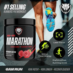 6AM Run Marathon Raspberry Iced Tea scoop enables quick pre-run fueling