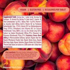 8Greens peach-flavored tablets ready to mix into your daily beverage
