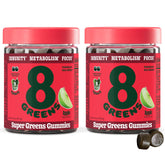 8Greens Supergreens Gummies bottle with vibrant label for daily greens on the go.