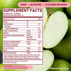 8Greens Supergreens Gummies ingredients panel promotes transparency of greens.