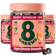 8Greens Supergreens Gummies label highlighting greens blend for daily vitality