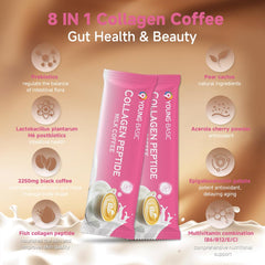 9 YOUNG-BASIC Collagen Peptide Milk Coffee cup served with creamy texture and aroma