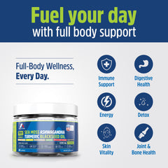 A1 Body Fuel Sea Moss Gummies bottle close-up showing plant-based goodness for immune support