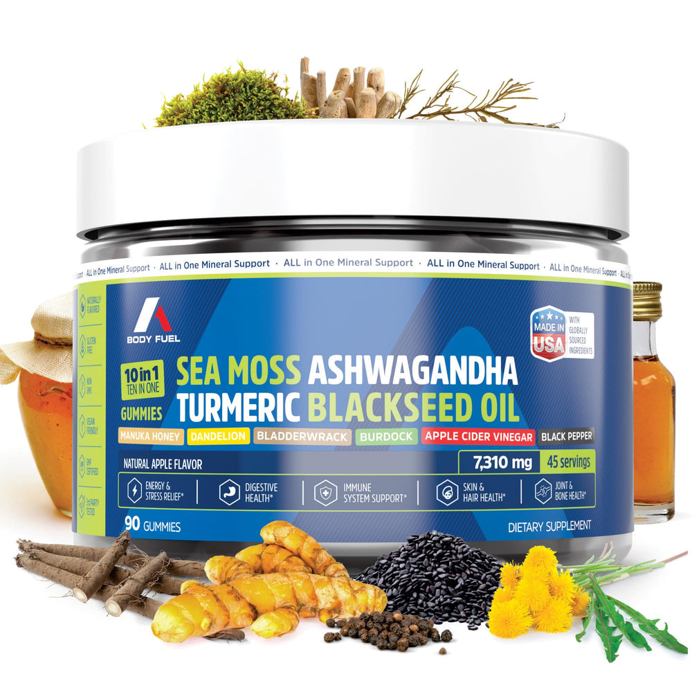 A1 Body Fuel Sea Moss Gummies pack shot highlighting convenient daily nutrition