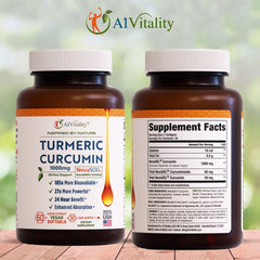 A1Vitality NovaSOL Turmeric Curcumin softgels close-up for daily vitality